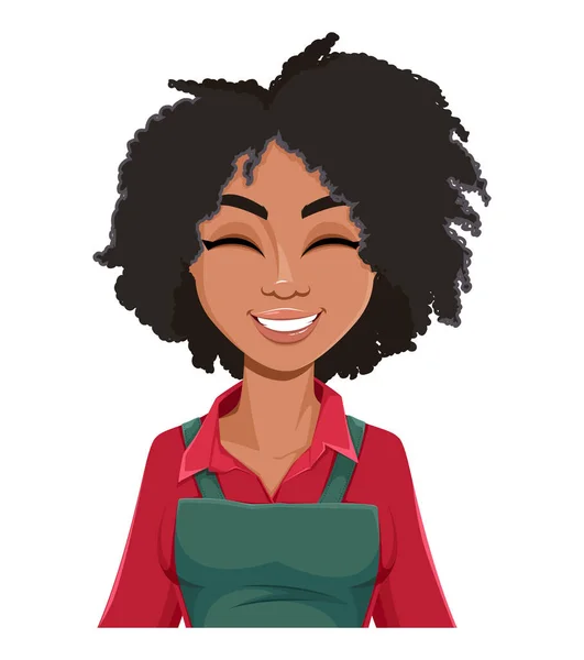 Wektor Giełdowy Twarz Pięknej Afroamerykanki Ogrodnika Śmiejącej Się Kobiece Emocje — Wektor stockowy