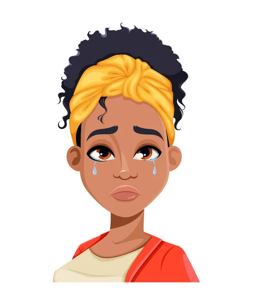 Expressão Facial Jovem Afro Americana Chorando Diferentes Emoções Femininas Bela —  Vetores de Stock