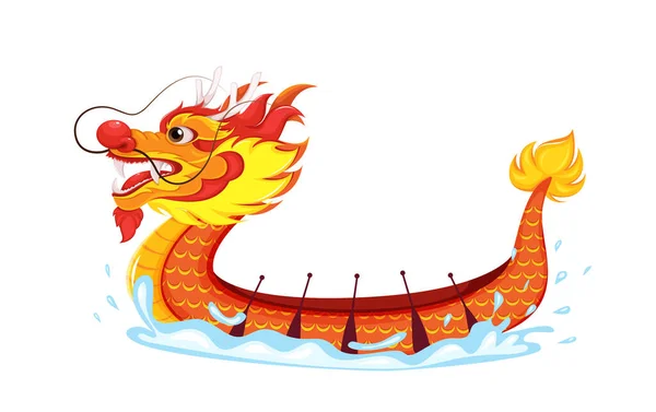 Festival Bateau Dragon Illustration Vectorielle Stock Coloré Sur Fond Blanc — Image vectorielle