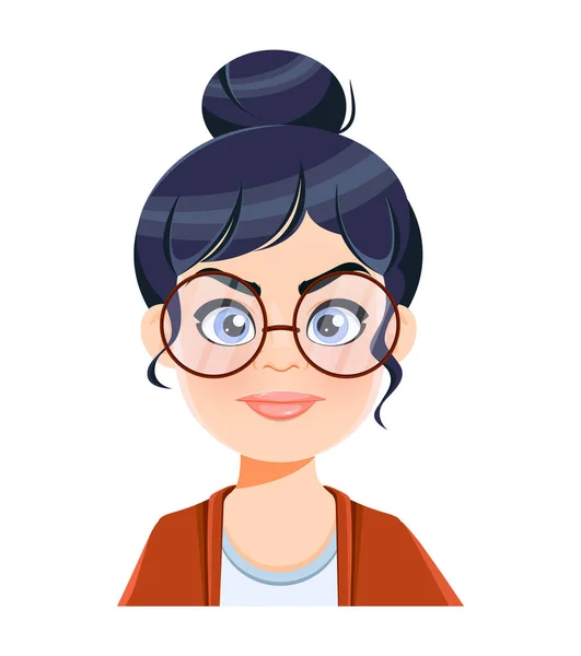 Expressão Cara Mulher Bonita Zangada Emoção Professora Personagem Desenho Animado — Vetor de Stock