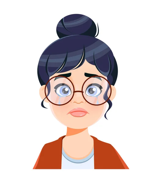 Expressão Cara Mulher Bonita Chorando Emoção Professora Personagem Desenho Animado — Vetor de Stock