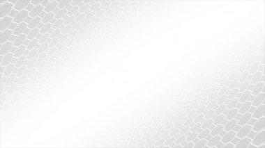 Açık gri soyut desen, birbirine kenetlenen kıvrımlı geometrik şekiller parlak beyaz merkezi parlaklıkta kaybolur ve temiz minimalist perspektif oluşturur..