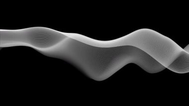 Birçok ince çizgiden oluşan dalgalı beyaz şeffaf kurdele derin siyah arkaplanın ortasında yatay olarak akar..