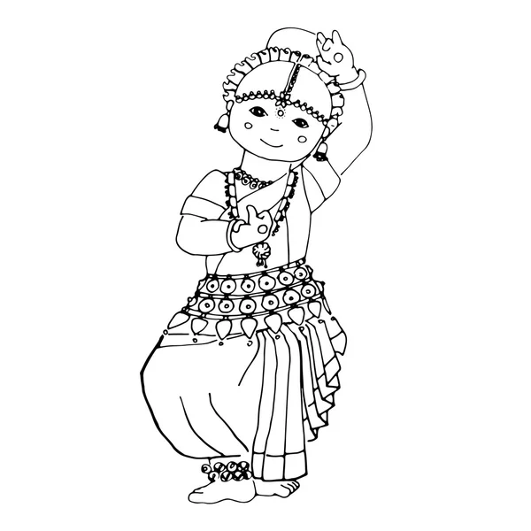 Tanec indická dívka — Stockový vektor