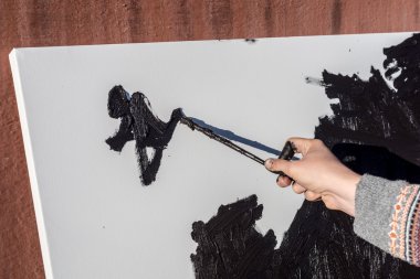 Tuval üzerine boya eylem.