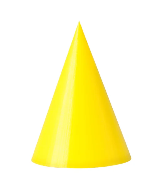 Modelo impreso 3d de cono de filamento de impresora amarilla. Aislado sobre blanco . — Foto de Stock