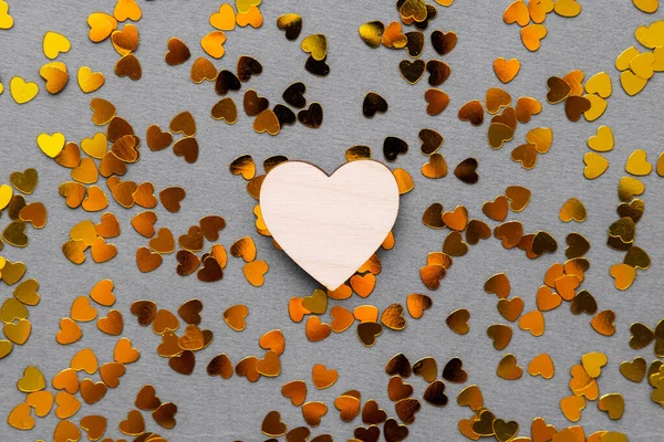 Love Yellow Heart Gray Background Valentine Day — Stock Photo, Image
