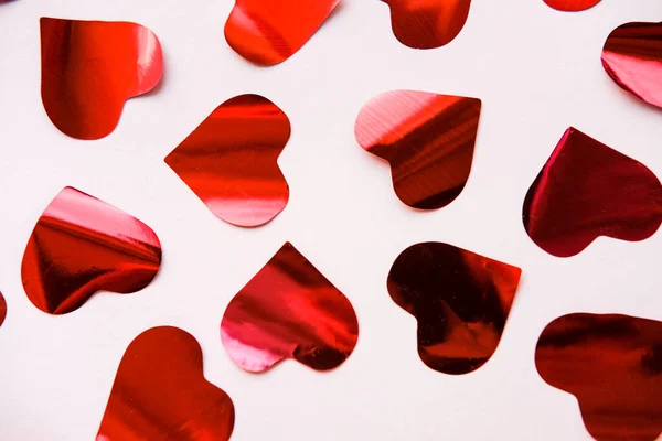 Corazón Rojo Confeti Febrero Para Día San Valentín — Foto de Stock