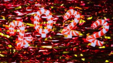 Yeni yıl ve Noel için 2022 numaralı parlak altın kartpostallar. 