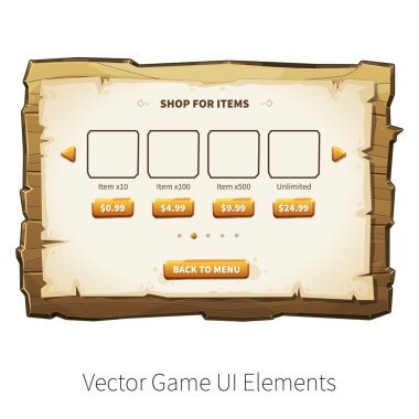 Vector wooden game ui clipart