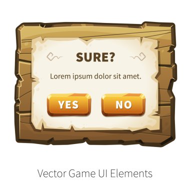 Vektör ahşap oyun UI