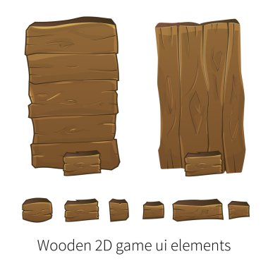 Vector 2d wooden ui elements clipart