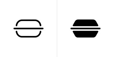 This image contrasts two burger icons on a clean white background. One displays a rounded bun shape, the other a more angled design, both simplistic, in black.