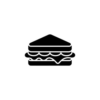 Minimalist black sandwich vector icon featuring lettuce, perfect for graphic design, menus, and food-related apps. Clean illustration for various design needs.