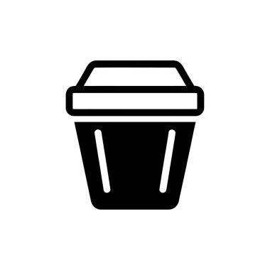 This image showcases a simple, black-and-white icon of a trash can, isolated against a white backdrop. The design emphasizes clean lines and a minimalist aesthetic.