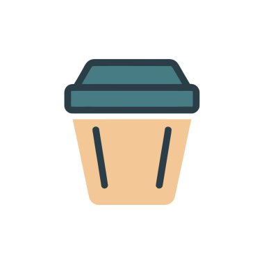 Clean, colorful, stylized vector illustration icon of a shopping basket. The basket features a blue lid and a light brown body with a modern, minimalist design.