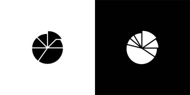 Bu resim, grafiğin farklı bölümlerine dağıtılmış verileri gösteren, arkaplandaki bölünmüş bir arkaplana karşı hem siyah hem de beyaz bir pasta grafiği çizimini gösterir..