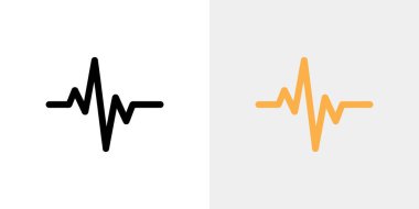 Pankartta, sağlık ve canlılığı sembolize eden, tıbbi temalı görseller için mükemmel, turuncu bir arkaplana bitişik cesur bir siyah kalp atışı grafiği yer alıyor..