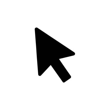 A simple, isolated, black vector graphic depicting an arrow pointer icon, typically used as a mouse cursor symbol for website or interface design elements.