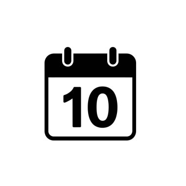 Depicts a simple black calendar icon on a transparent background, displaying the number 10, useful for scheduling and date-related projects.