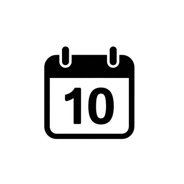 Features a stylized black calendar icon displaying the number ten, set against a clean, transparent backdrop for versatile use in designs.