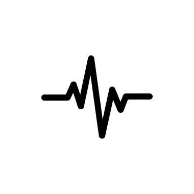 Image displays a stylized black pulse wave, resembling a heartbeat rhythm. Isolated against a white backdrop, this graphic is perfect for design or medical content.