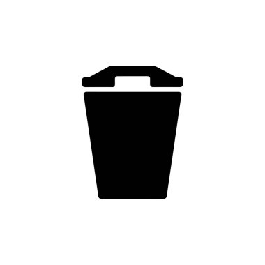 Features a black recycle bin icon with a distinctive handle, set against a transparent background for versatile integration. The icon is simple and modern in style.