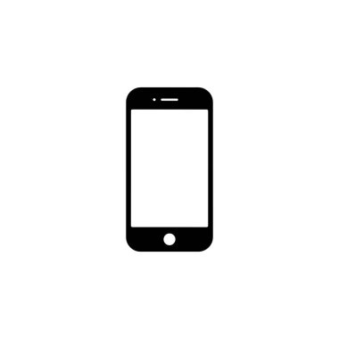 Simple black silhouette of a smartphone with a blank white screen and central home button. This minimalist vector is perfect for app design or tech mockups.