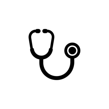A clean, minimalist vector illustration of a black stethoscope on a white background. Ideal for medical professionals, healthcare websites, and medical education materials.