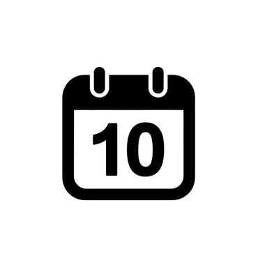 Şeffaf bir arkaplan üzerinde 10 sayısı bulunan bir takvim simgesinin net ve basit bir vektör çizimi. Birden fazla kullanım için uygun.