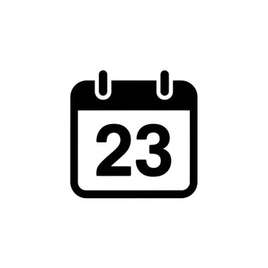 Features a black calendar icon displaying the number 23. The design is minimalistic with clean lines and a transparent background for versatility.