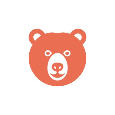 Somon ayısının yüzü düz dizayn edilmiş. Çocukların içeriği için basit ve minimalist simge. Beyaz bir arkaplanda izole edilmiş.