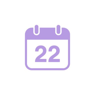 22 sayısını gösteren bir takvimin düz vektör simgesi. Tasarım, şeffaf bir arkaplan karşısında yuvarlak kenarları ve temiz bir estetiği içerir..