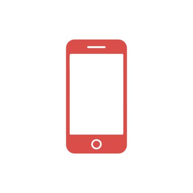 Bu resim bir kırmızı akıllı telefon ikonunun basit, düz tasarımını içerir. Telefon yuvarlak köşelere ve merkezde tek bir dairesel düğmeye sahiptir. Temiz, minimalist estetik.