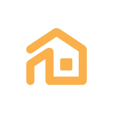Features a clean, minimalist house icon rendered in yellow, defined by simple outlines and shapes, presented on a transparent background for versatile use.