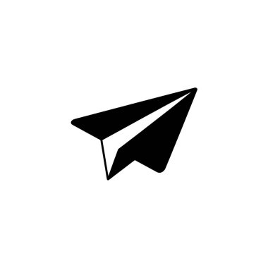 An elegant black and white vector illustration displaying a minimalist paper airplane with clean lines on a crisp white background. Perfect for design applications and visuals.