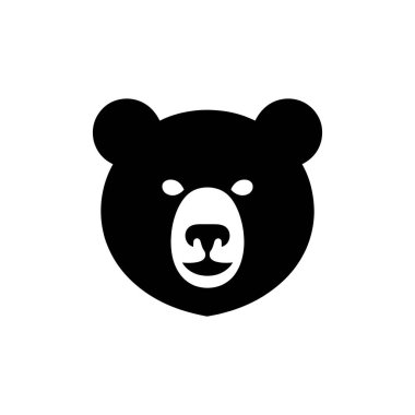 Illustrates a minimalist bear icon featuring a stylized black bear head with a simplified nose and eye design on a clean, white backdrop.