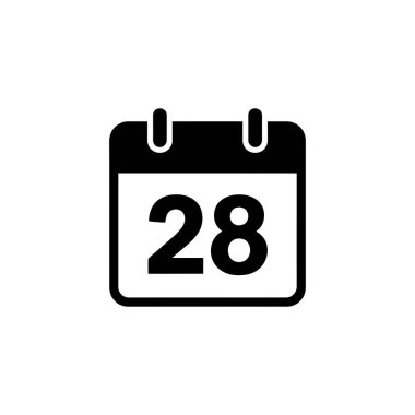 A minimalistic calendar icon showing the number 28 on a transparent backdrop. Features a clean, simple design that's perfect for various digital or print uses.
