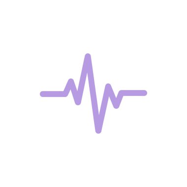 This clean graphic displays a purple line graph on a white background, resembling a heartbeat or pulse rate measurement used in medical contexts.