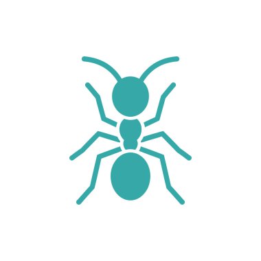 Image depicts a simplified, teal-colored ant icon with clearly defined segments and antennae, set against a clean white background, ideal for vector use.