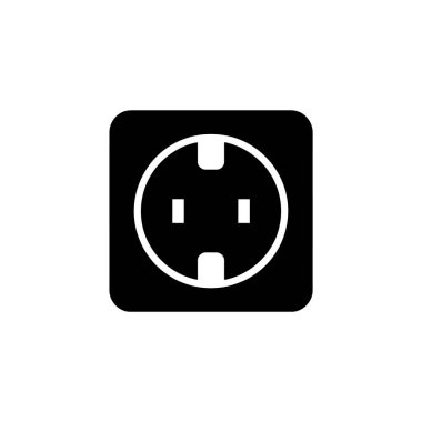 Depicts an isolated black and white electrical outlet, power socket in a rounded square shape, set against a clean, transparent background, perfect for various design uses.