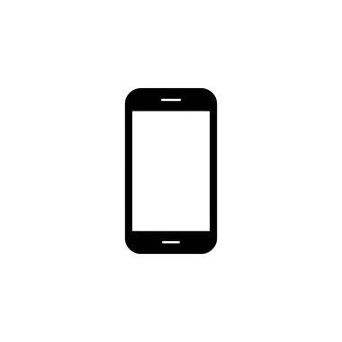 Minimalist siyah-beyaz vektör illüstrasyonunda boş ekranlı modern bir akıllı telefon sergilenmekte, uygulama veya UI modelleme amaçları için basit tasarımını vurguluyor.