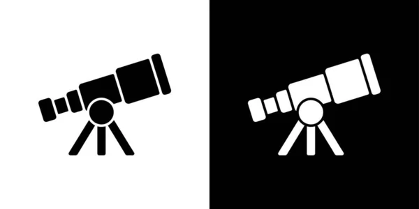 A striking black and white image showcasing two simple telescopes, each on a tripod stand, placed against opposing black and white backgrounds, creating contrast.