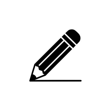 Siyah bir kalemin basit simgesi beyaz arkaplanda yatay bir çizgi çiziyor. Sanat, yazma, tasarım, eğitim ve ofis ile ilgili amaçlar için vektör grafiği.