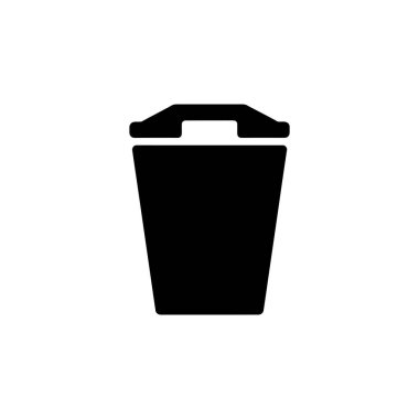 Features a black recycle bin icon with a distinctive handle, set against a transparent background for versatile integration. The icon is simple and modern in style.