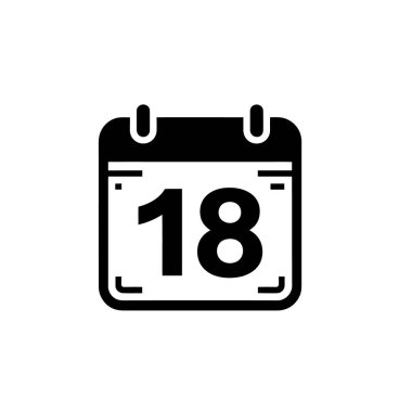 A simple yet impactful black calendar icon displays the number '18' prominently against a clean white background, perfect for representing dates or schedules.