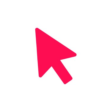 A vivid pink computer cursor sits centrally against a clean white background, typically symbolizing navigation or selecting objects within a digital interface.