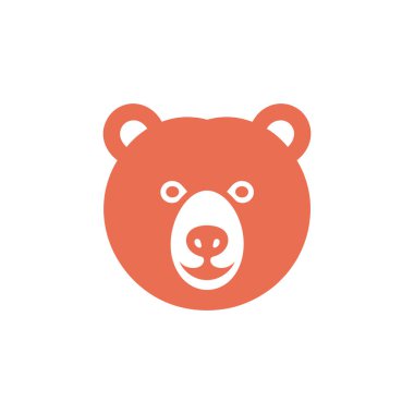 Somon ayısının yüzü düz dizayn edilmiş. Çocukların içeriği için basit ve minimalist simge. Beyaz bir arkaplanda izole edilmiş.