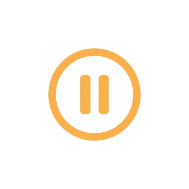 Bu minimalist resim, dairesel bir çerçeve içinde iki dikey çubuk, düz beyaz arkaplan karşı ayarlı parlak sarı duraklat düğmesi simgesini gösterir.