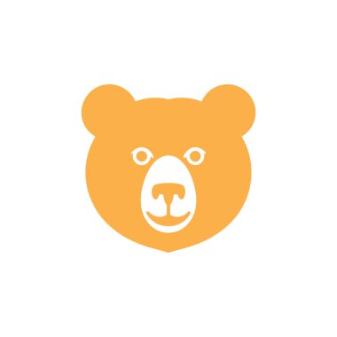 Görüntü, açık turuncu bir ayı kafasının katıksız beyaz bir arkaplan karşısında basitleştirilmiş bir grafiğini içeriyor. Ayının yuvarlak bir yüzü, küçük dairesel kulakları ve en az yüz hatları vardır..